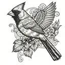 cardinal bird flying away tattoo design idea