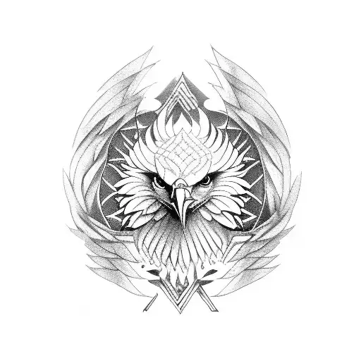 Combine a forte symbol with an eagle in a dominant pose tattoo design idea