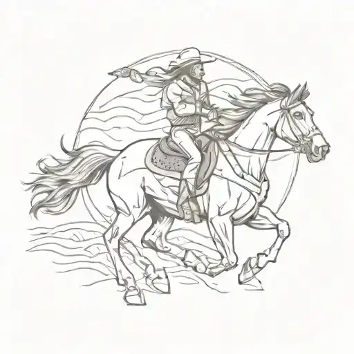 southwestern cowboy running horse tattoo design idea