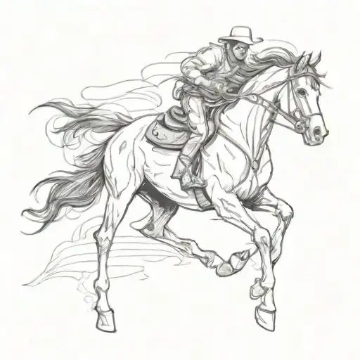cowboy western horse running fast bucking  tattoo design idea