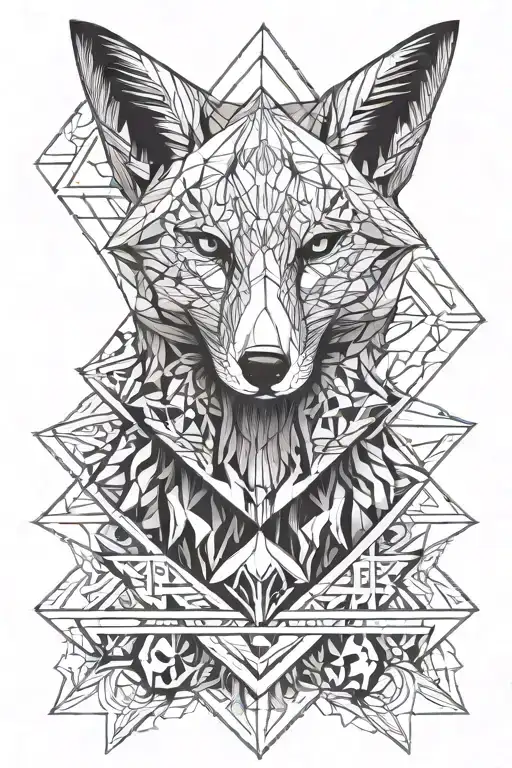 Fox word inquisitore and skull tattoo design idea