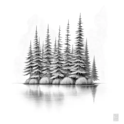 Cedar Forest with a creek tattoo design idea