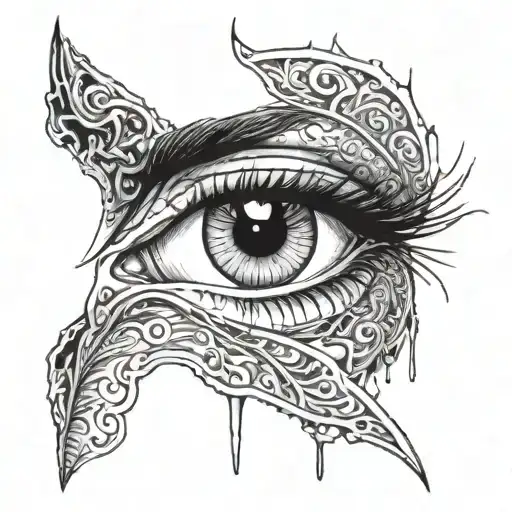 stigmata girl, bleeding eye tattoo design idea