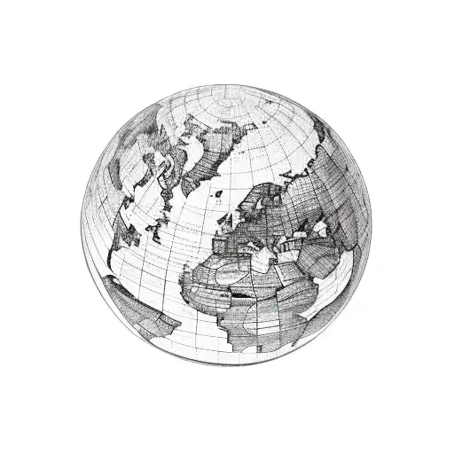 A globe with musical notes as continents tattoo design idea