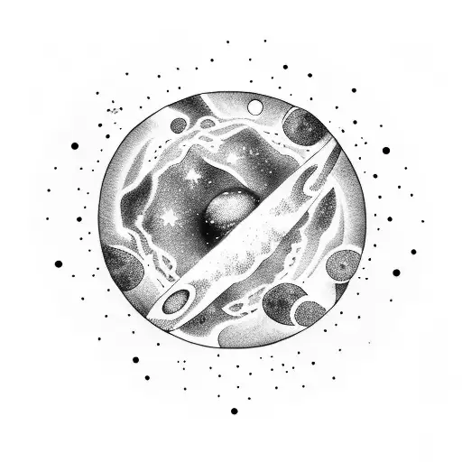 galaxy with planets tattoo design idea