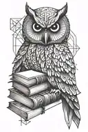 owl and book tattoo design idea