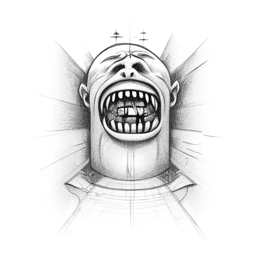 screaming person trapped tattoo design idea