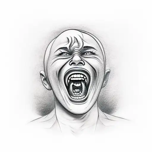 screaming person trapped tattoo design idea