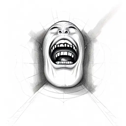 screaming person trapped tattoo design idea