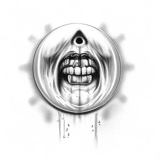 screaming person trapped tattoo design idea