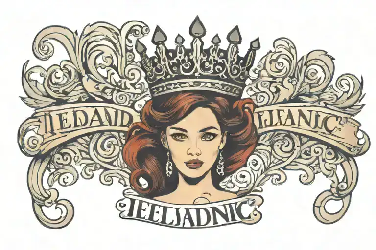 script Icelandic Princess with a crown  tattoo design idea