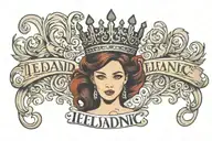 script Icelandic Princess with a crown  tattoo design idea
