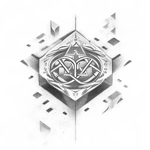 Wiking and alchemy symbols Long-sleeved  tattoo design idea