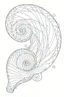 a Shell sorrounded by Fibonacci spiral tattoo design idea
