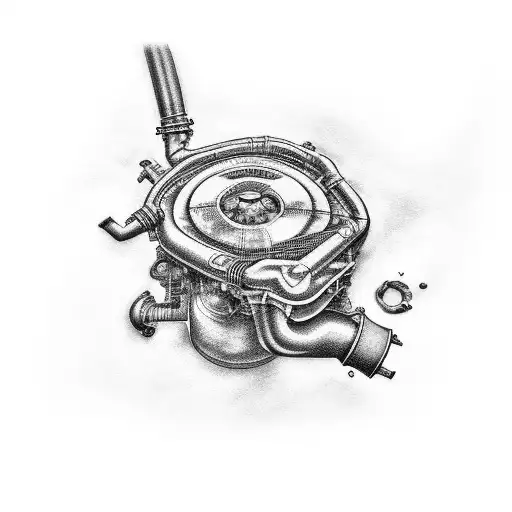Car engine with rap lyrics as the exhaust smoke tattoo design idea