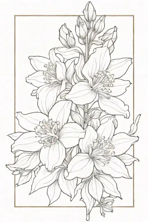 delphinium bouquet tied tattoo design idea