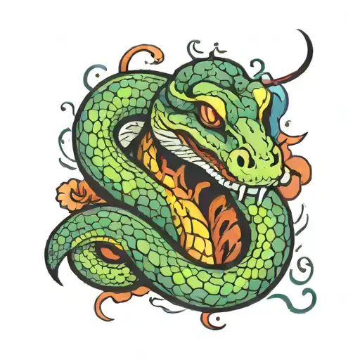 snake smoking  cigaret tattoo design idea