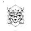 Design a dotwork tattoo combining harsh geometric shapes with Naruto symbols tattoo design idea