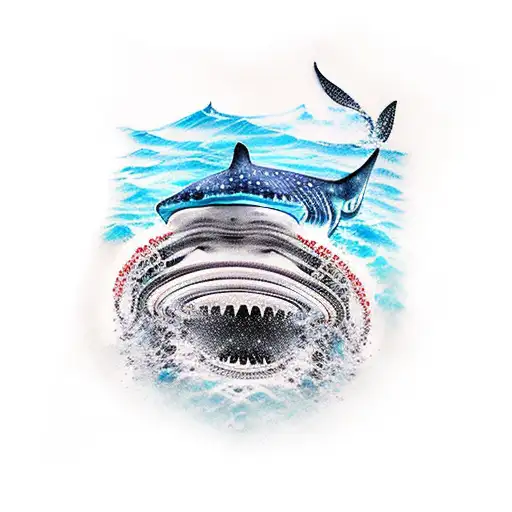 Scuba diver, ship wreck and whale shark tattoo design idea
