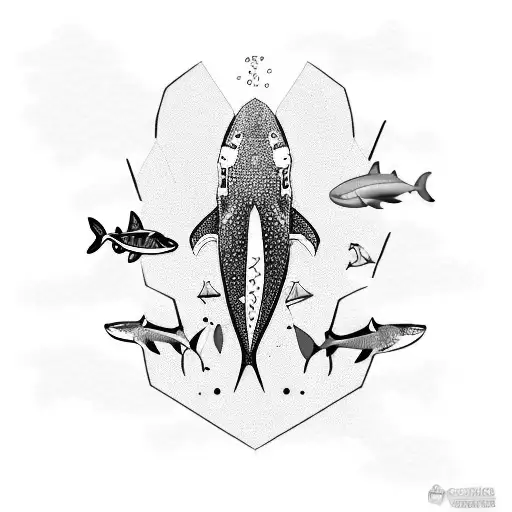 Scuba diver and whale shark tattoo design idea
