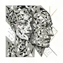 two faces, each cared for differently colored galaxies tattoo design idea