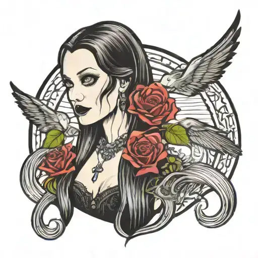 morticia Addams tattoo design idea