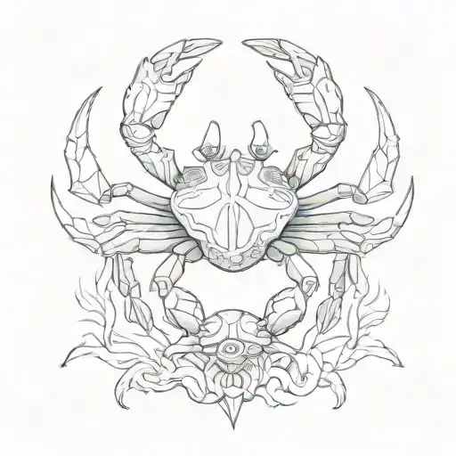 cancer aries capricorn water crab tattoo design idea