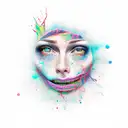 alternative reality face tattoo design idea