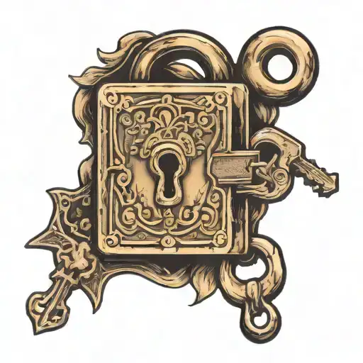 old lock and key  tattoo design idea