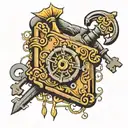 old lock and key  tattoo design idea