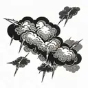 tattoo stencil art clouds layered and lighting with lighting bolts tattoo design idea
