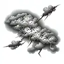 tattoo stencil art clouds layered and lighting with lighting bolts tattoo design idea