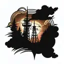 radio tower tattoo design idea