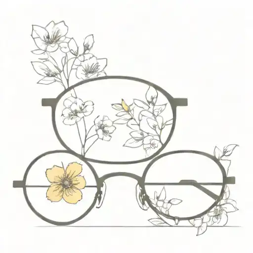 minimialist eyeglass frame with flowers on sides  tattoo design idea