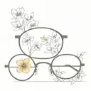 minimialist eyeglass frame with flowers on sides  tattoo design idea