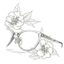 minimialist eyeglass frame with flowers on sides  tattoo design idea