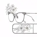 minimialist eyeglass frame with flowers on sides  tattoo design idea