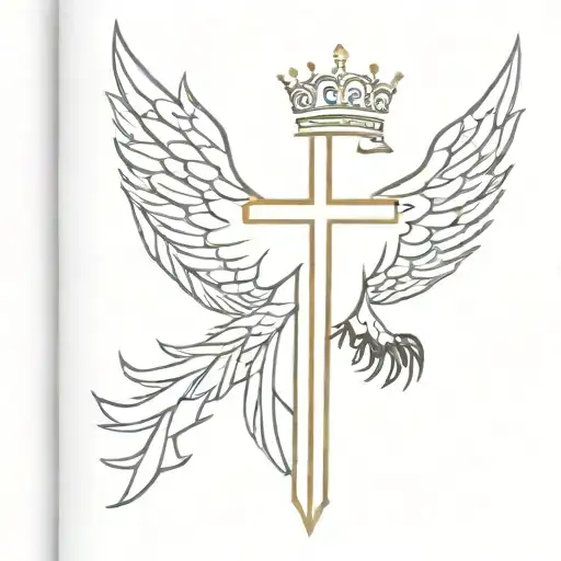 hawk crown cross tattoo design idea
