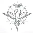 hawk crown cross tattoo design idea