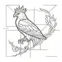 hawk crown cross tattoo design idea
