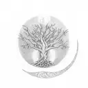 Phoenix tree of life moon tattoo design idea