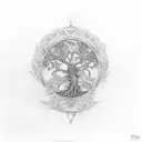 Phoenix tree of life moon tattoo design idea