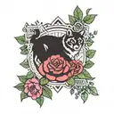 A tattoo design of an animal activist symbol intertwined with vibrant flowers and greenery, representing the client's passion for protecting wildlife and the environment tattoo design idea