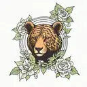 A tattoo design of an animal activist symbol intertwined with vibrant flowers and greenery, representing the client's passion for protecting wildlife and the environment tattoo design idea