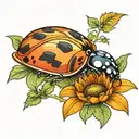 sunflower ladybug sitting on top tattoo design idea
