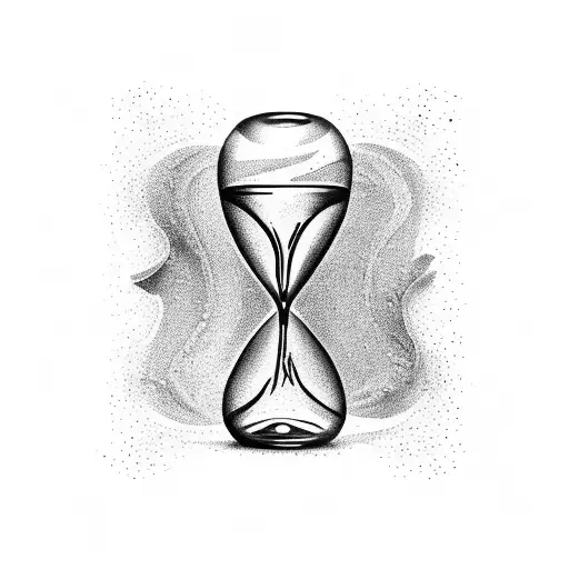 A detailed hourglass with Valeria written in grains of sand tattoo design idea
