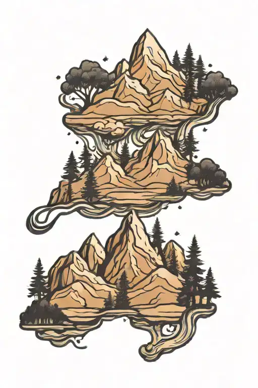 Mountain range with trees in front  tattoo design idea