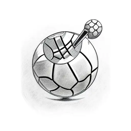 Create a tattoo featuring a detailed sketch of a casino chip with a basketball and a football inside, symbolizing your passion for sports and your occupation as a casino manager. tattoo design idea