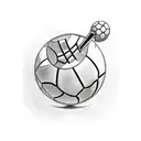 Create a tattoo featuring a detailed sketch of a casino chip with a basketball and a football inside, symbolizing your passion for sports and your occupation as a casino manager. tattoo design idea