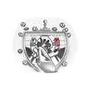 Create a tattoo featuring a detailed sketch of a casino chip with a basketball and a football inside, symbolizing your passion for sports and your occupation as a casino manager. tattoo design idea